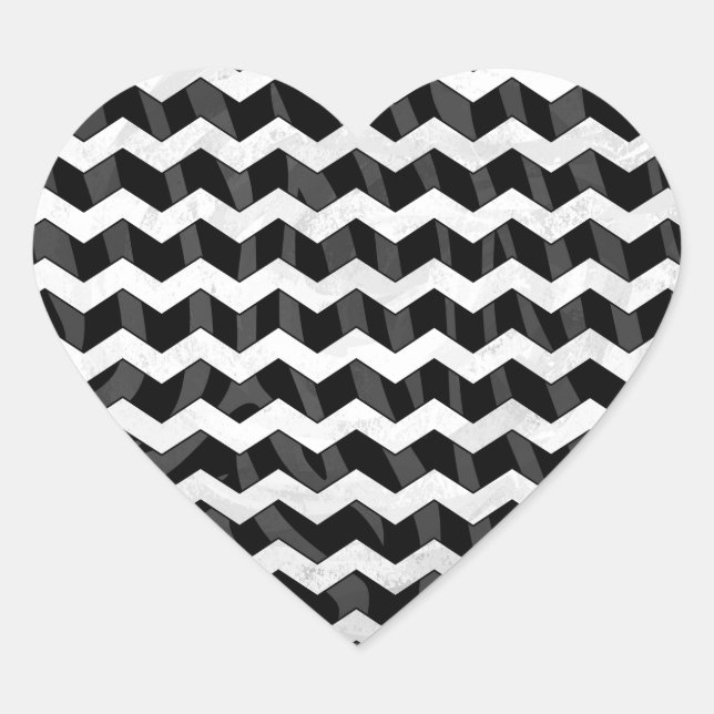 Sticker Cœur Zebra Black et Grey Chevron (Devant)