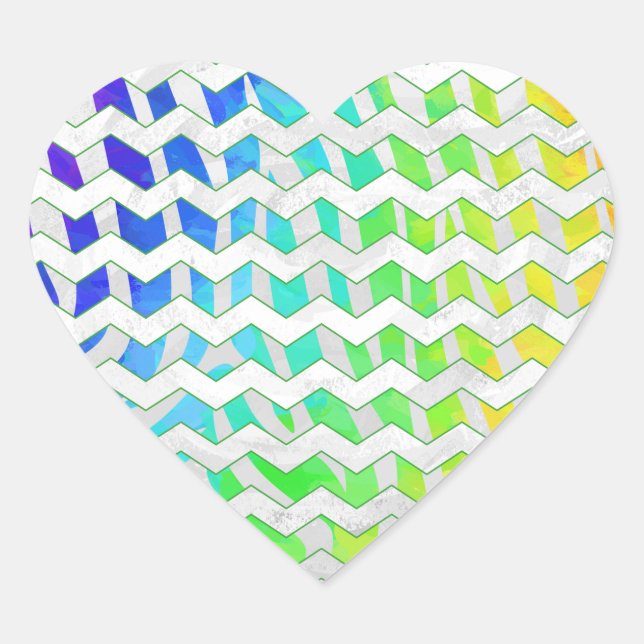 Sticker Cœur Zebra Chevron Rainbow et White Print (Devant)