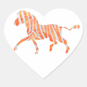 Sticker Cœur Zebra Orange et Silhouette blanche