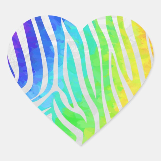 Sticker Cœur Zebra Rainbow et White Print (Devant)