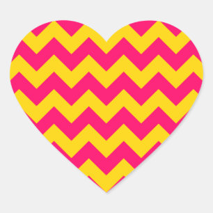 Sticker Cœur Zigzag or et rose vif