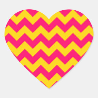 Sticker Cœur Zigzag or et rose vif