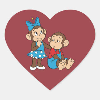 Sticker Cœur Zina and Mimo: Love and indifference