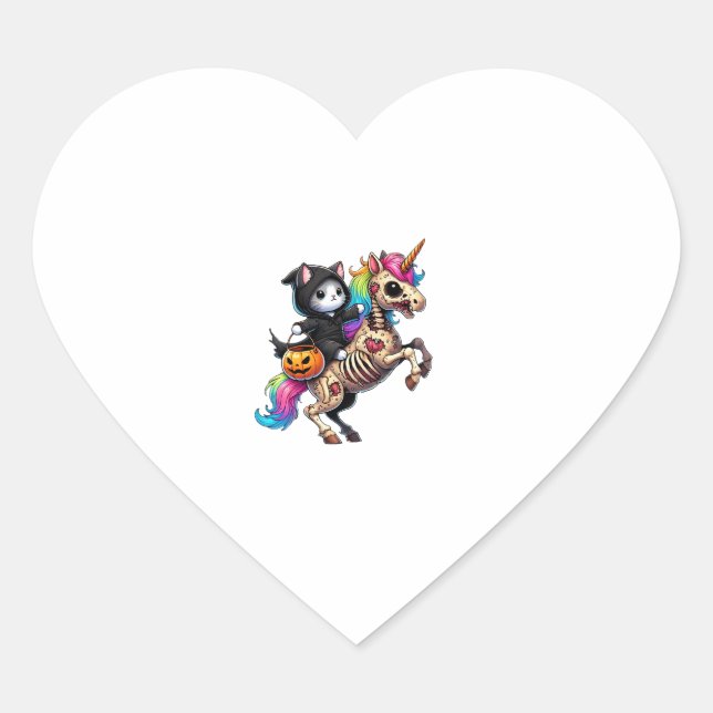 Sticker Cœur Zombiecorn Chat Halloween Grim Reaper (Devant)