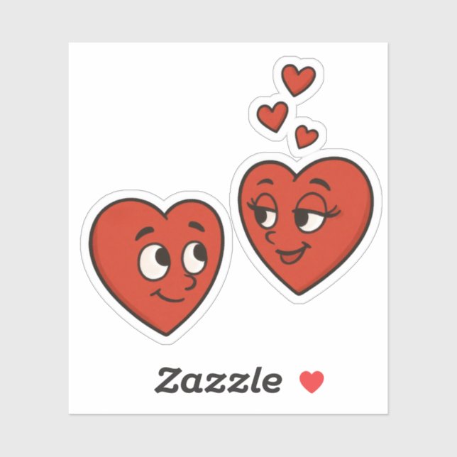 Sticker Coeurs adorables du dessin animé (Feuille)