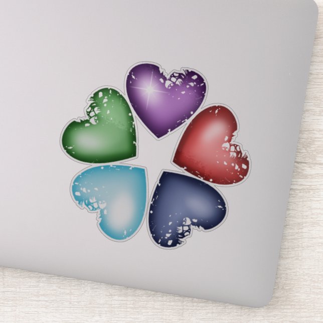 Sticker Coeurs arc-en-ciel. Fleur du coeur (Détail)