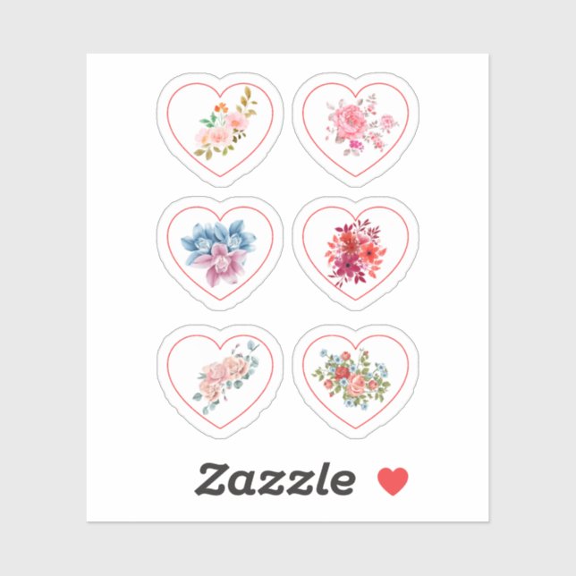 Sticker Coeurs avec fleurs (Feuille)