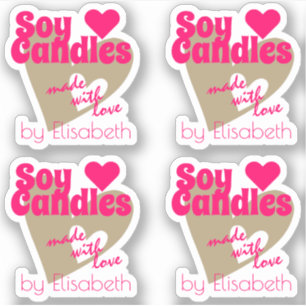 Sticker Coeurs beiges roses modernes fabriqués avec Chande