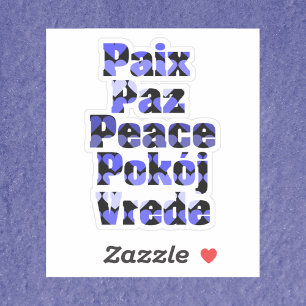 Sticker Cœurs bleus de la paix en plusieurs langues