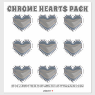 Sticker Coeurs Chrome Argent