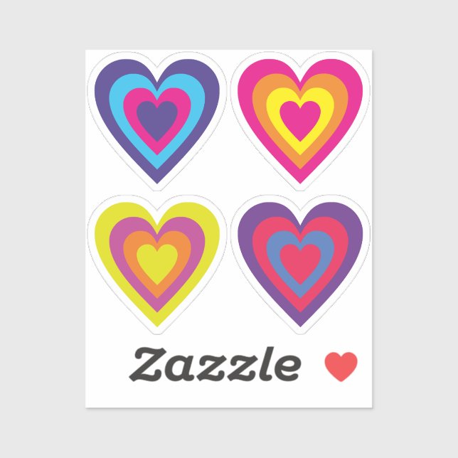 Sticker Coeurs colorés (Feuille)