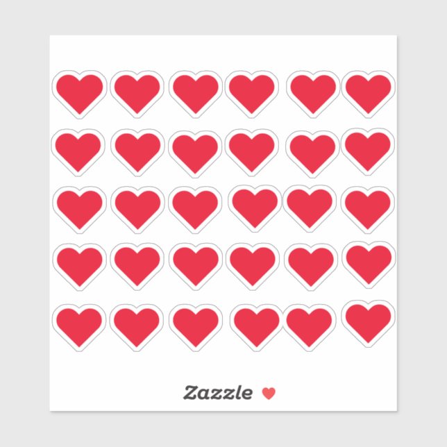 Sticker Coeurs d'amour rouges (Feuille)