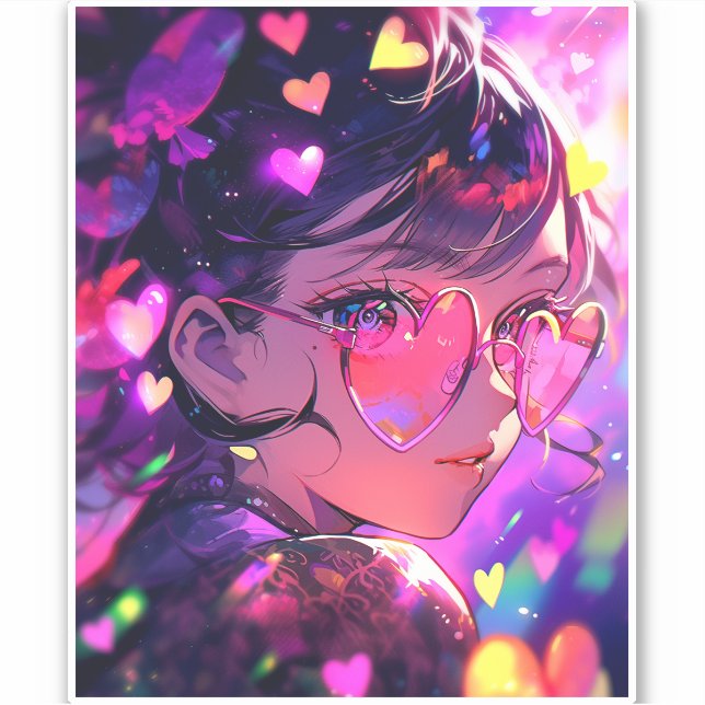 Sticker Coeurs de fille Anime (Devant)