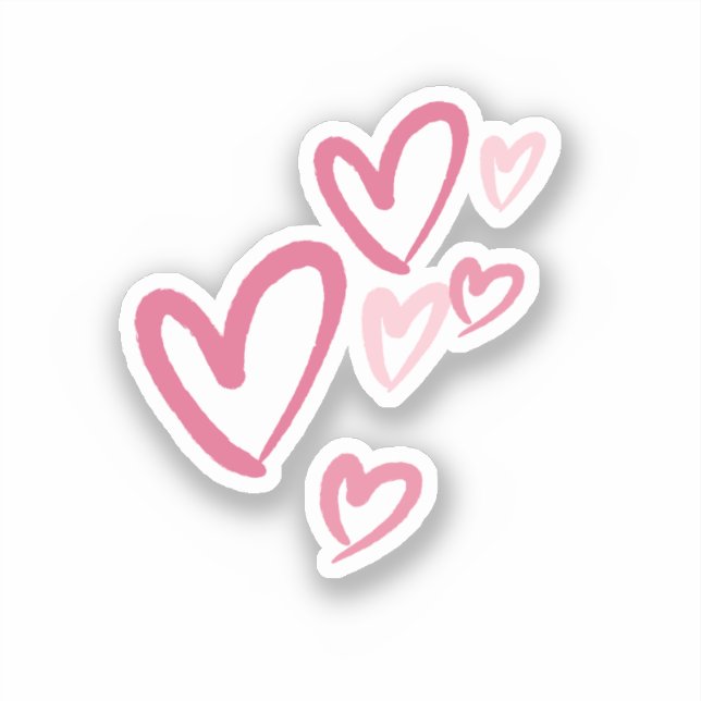 Sticker Cœurs roses mignon gribouillis (Recto)