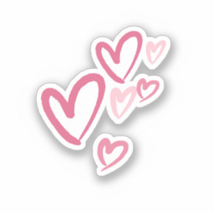 Sticker Cœurs roses mignons gribouillis