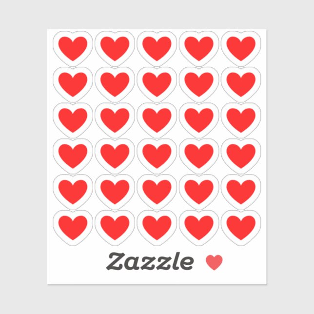 Sticker Cœurs Rouges Amour - Couleur Modifiable - Bullet J (Feuille)