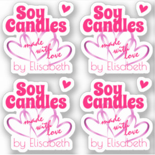 Sticker Coeurs violets rose cool faits de bougies soja d'a