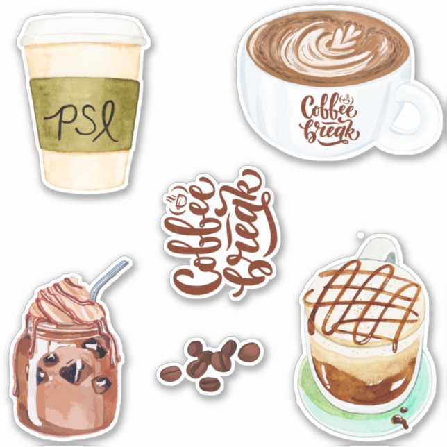 Sticker Coffee break Cute image Calligarphy Scrapbook (Devant)