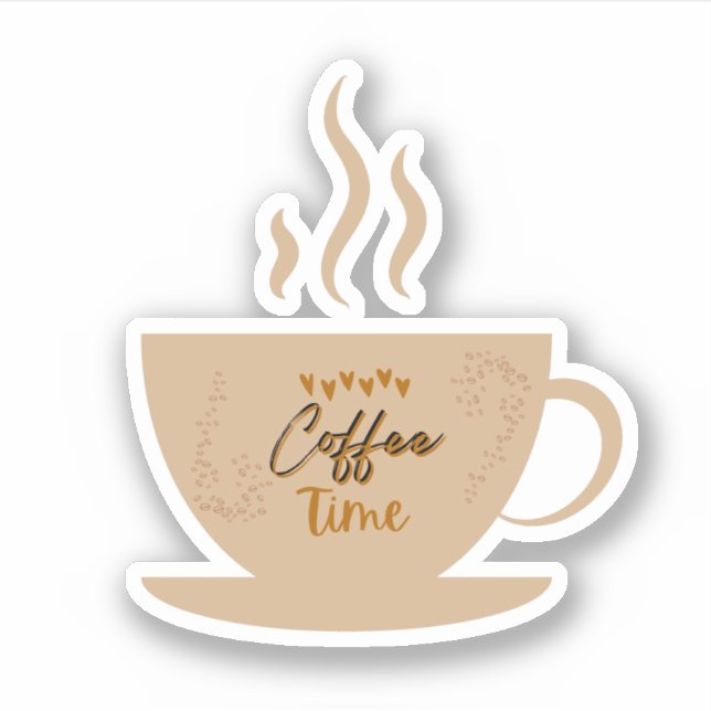 Sticker Coffee Cup & Coffee Time text avec le coeur (Devant)