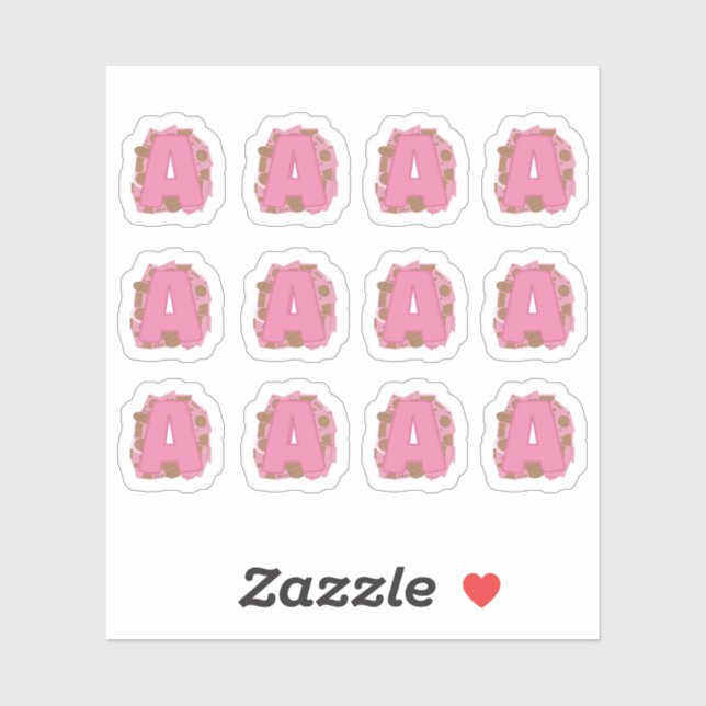 Sticker Coffee Letter A: Monogram Initial Sheet (Feuille)