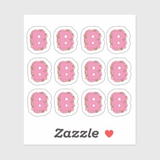 Sticker Coffee Letter B: Monogram Initial Sheet