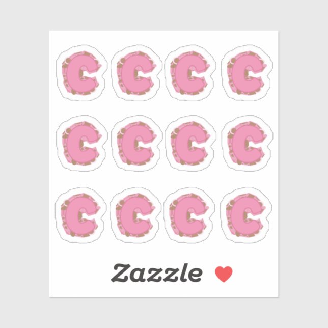 Sticker Coffee Letter C: Monogram Initial Sheet (Feuille)