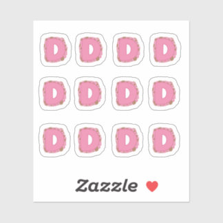 Sticker Coffee Letter D: Monogram Initial Sheet