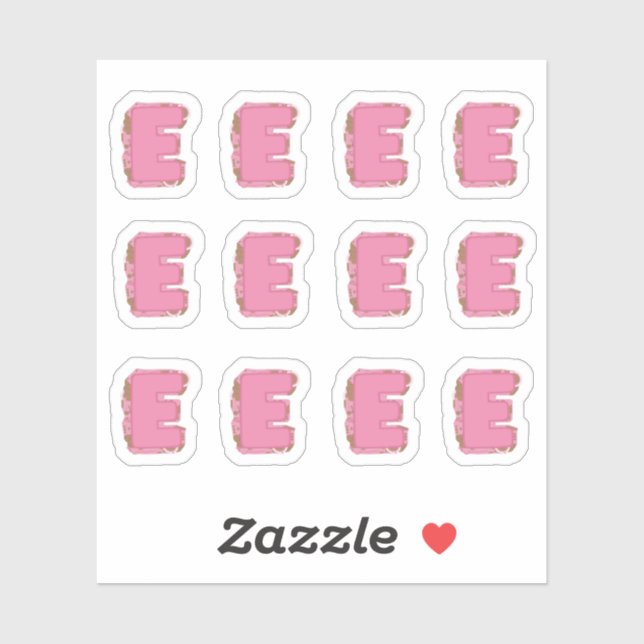 Sticker Coffee Letter E: Monogram Initial Sheet (Feuille)