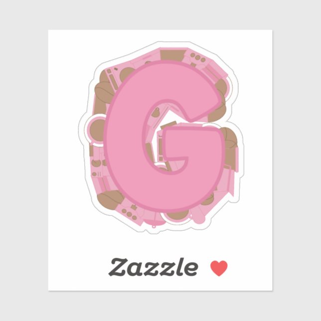 Sticker Coffee Letter G: Monogram Initial  (Feuille)