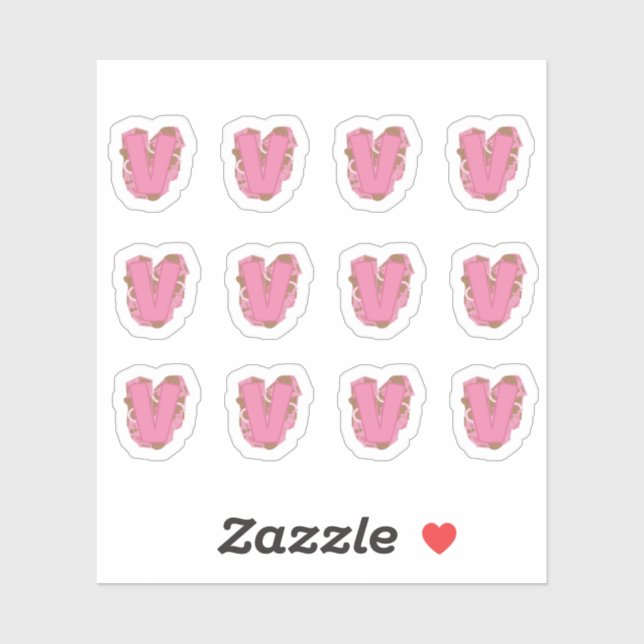 Sticker Coffee Letter V: Monogram Initial Sheet (Feuille)