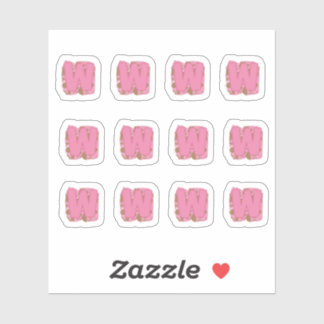 Sticker Coffee Letter W: Monogram Initial Sheet