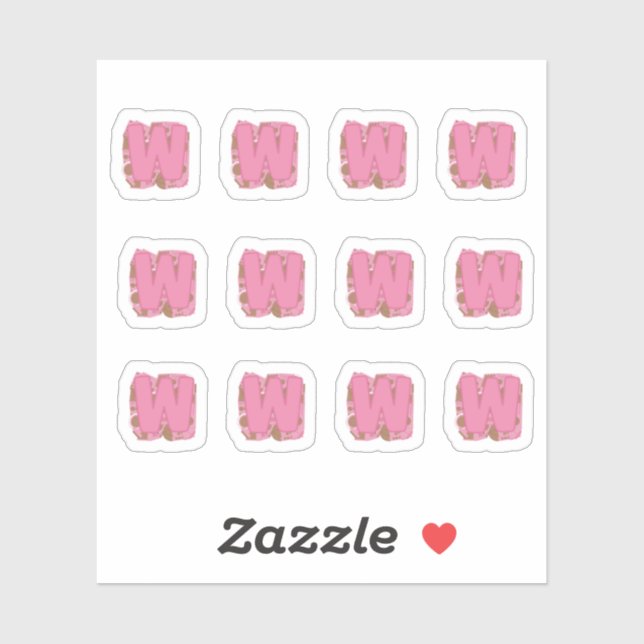 Sticker Coffee Letter W: Monogram Initial Sheet (Feuille)