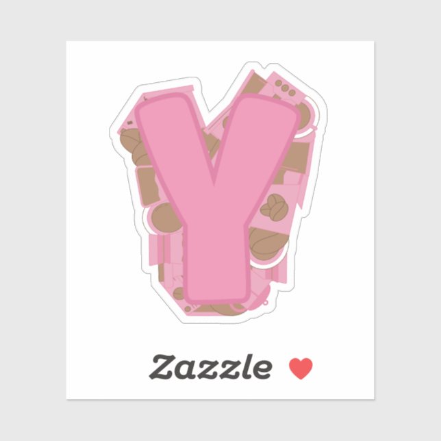 Sticker Coffee Letter Y: Monogram Initial  (Feuille)