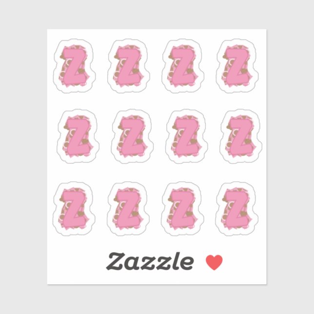 Sticker Coffee Letter Z: Monogram Initial Sheet (Feuille)