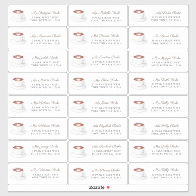 Sticker Coffee Love Est Brûler Fête des mariées Adresse d' (Feuille)