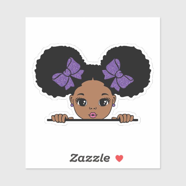 Sticker Coiffure de la fille noire (Feuille)