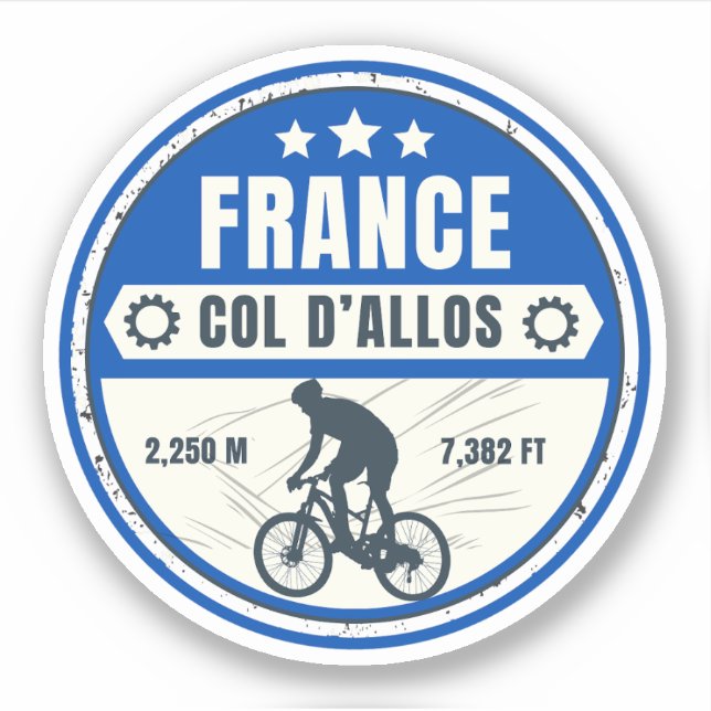 Sticker Col d'Allos, Alpes françaises vélo tour (Devant)