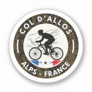 Sticker Col d'Allos, Alpes françaises vélo tour
