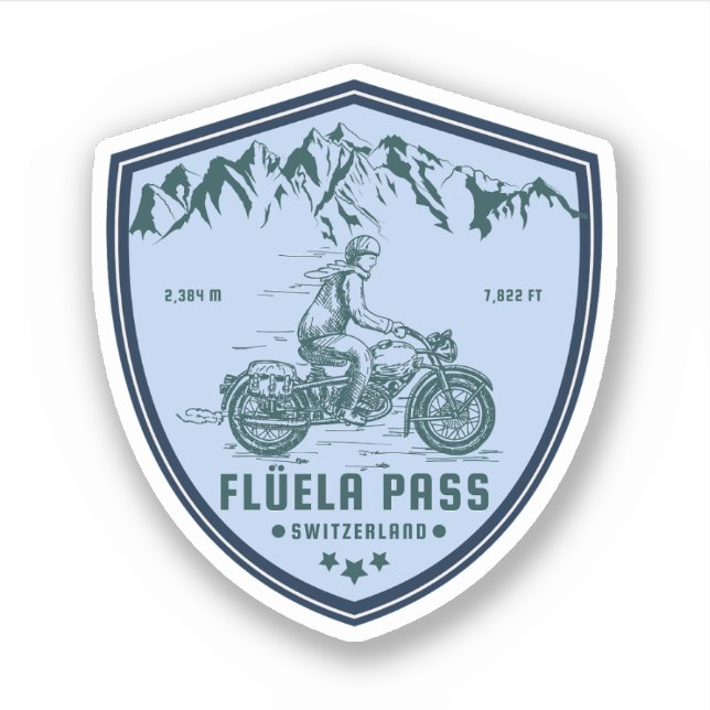 Sticker Col de Flüela circuit moto dans les Alpes suisses (Devant)