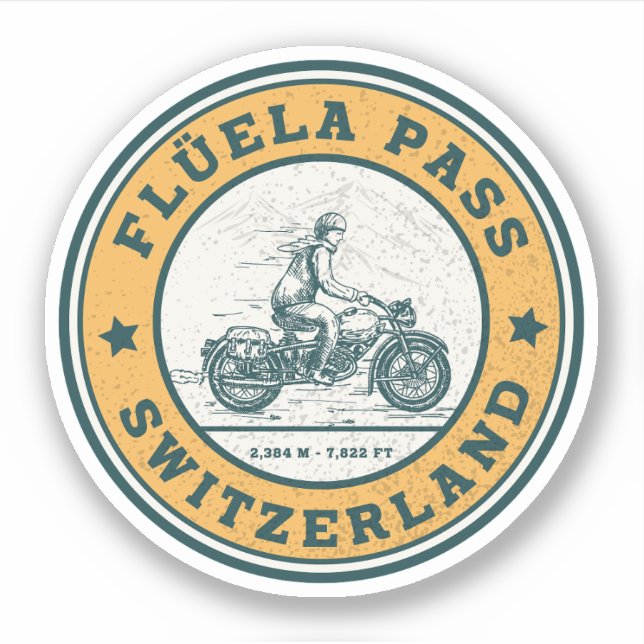 Sticker Col de Flüela circuit moto dans les Alpes suisses (Devant)