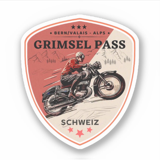 Sticker Col de Grimsel circuit moto dans les Alpes suisses (Devant)