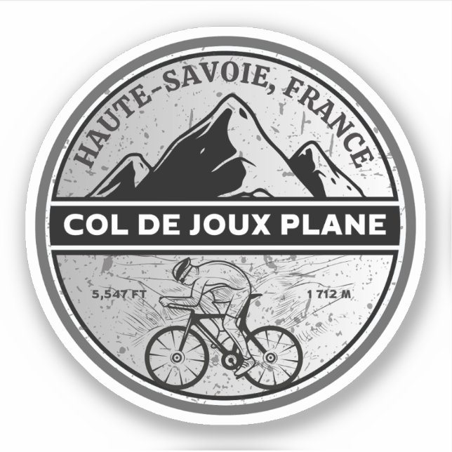 Sticker Col de Joux Plane Français Alpes visite à vélo (Devant)