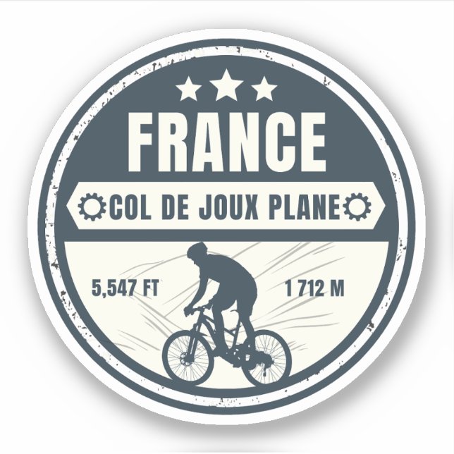 Sticker Col de Joux Plane Français Alpes visite à vélo (Devant)