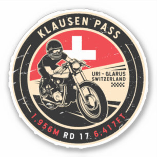 Sticker Col de Klausen   Suisse   Motorcycle