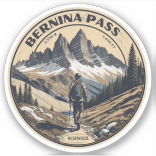 Sticker col de la Bernina Suisse plein air col de montagne