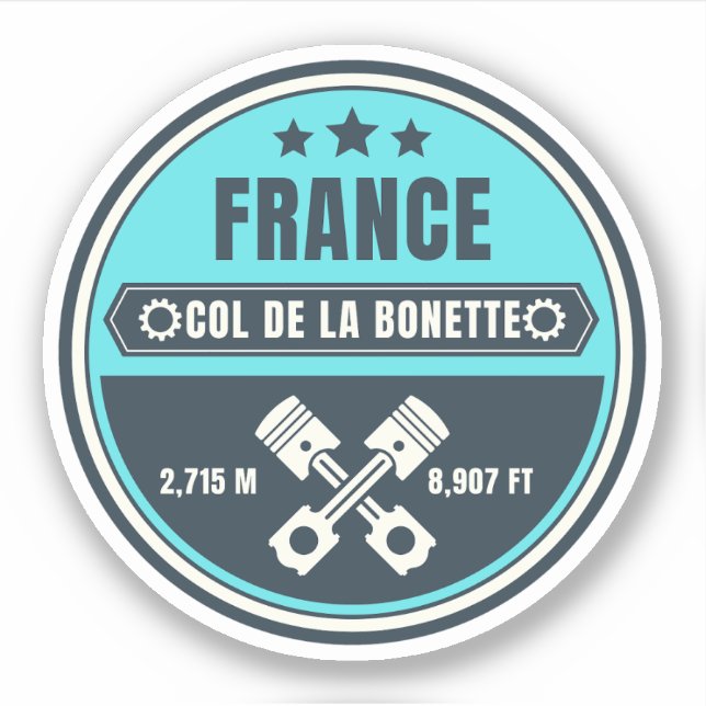 Sticker Col de la Bonette français Alpes motobike tour (Devant)
