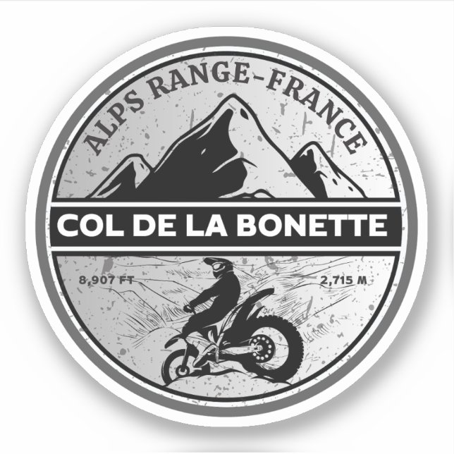 Sticker Col de la Bonette français Alpes motobike tour (Devant)