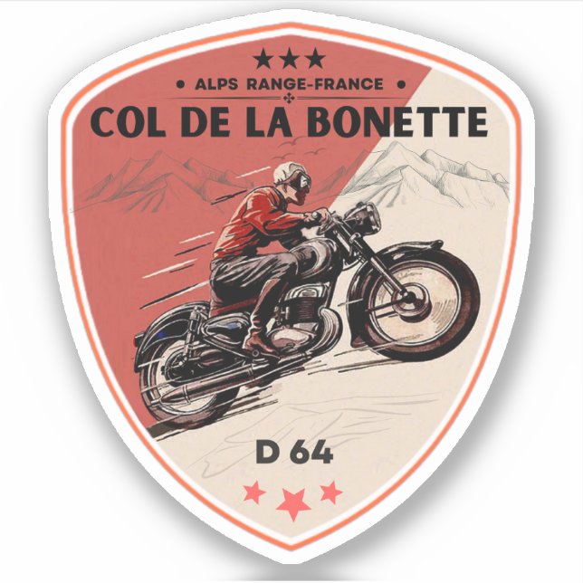 Sticker Col de la Bonette français Alpes motobike tour (Devant)