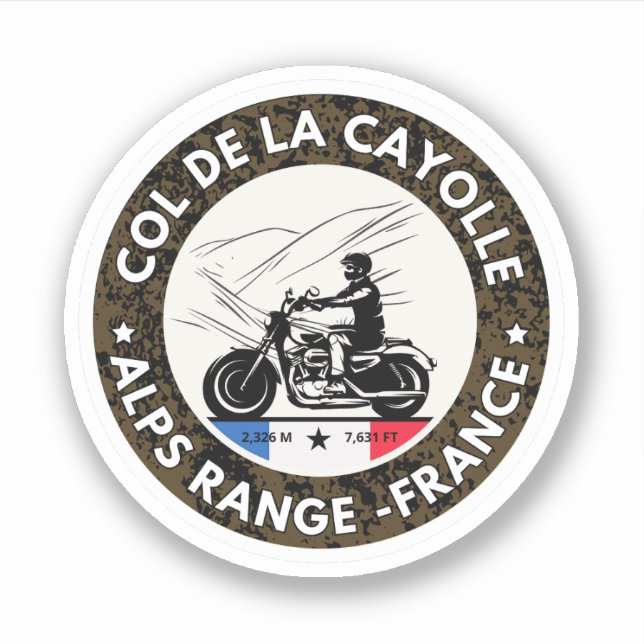 Sticker Col de la Cayolle français Alpes motobike tour (Devant)