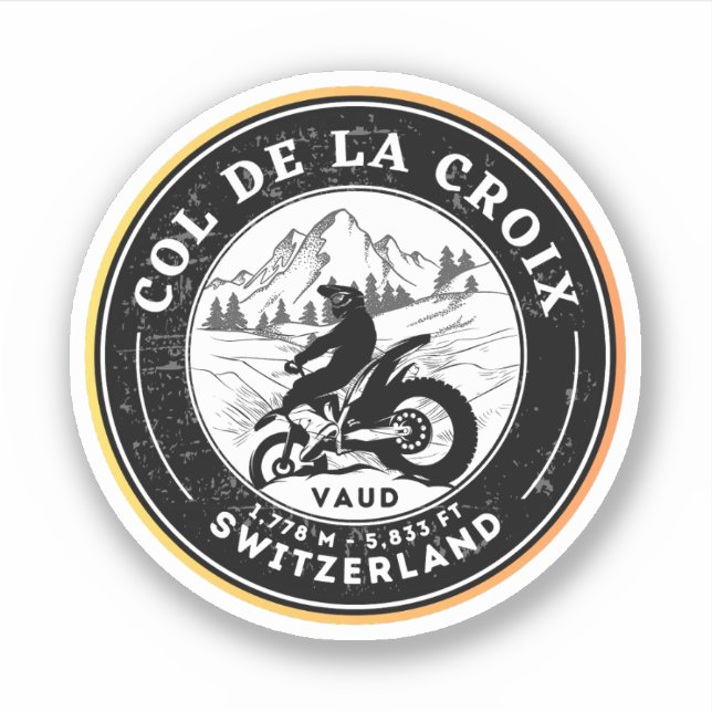 Sticker Col de la Croix tour en moto alpes suisses (Devant)